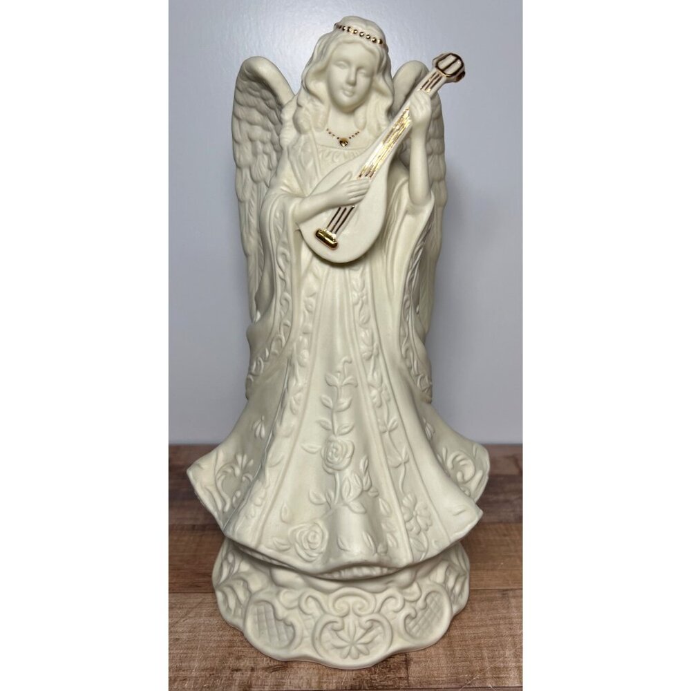 Vintage Porcelain Angel With Mandolin Figurine